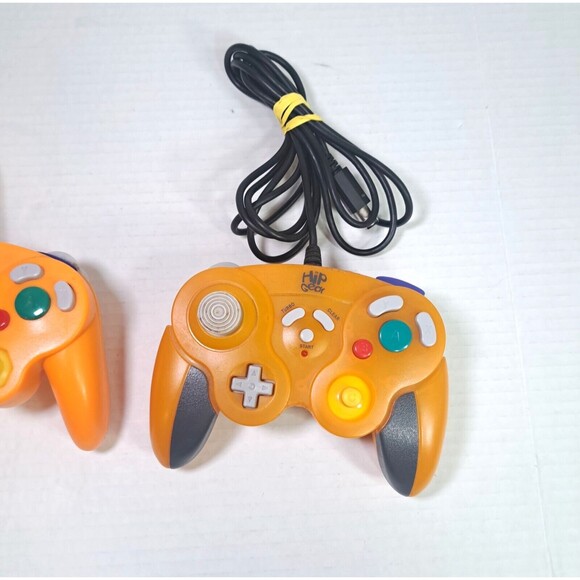 Nintendo GameCube 3rd Party Controller Lot Of 2 Hip Gear Unbranded Orange Tested - Picture 3 of 6